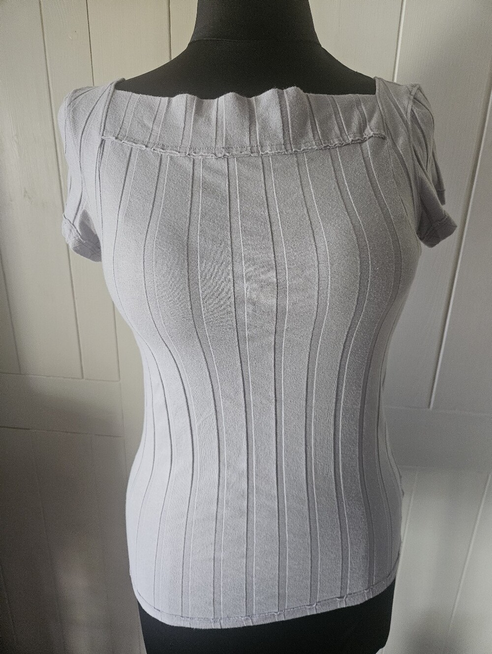 We The Free Ribbed Square Neck Top in Lavender Gray